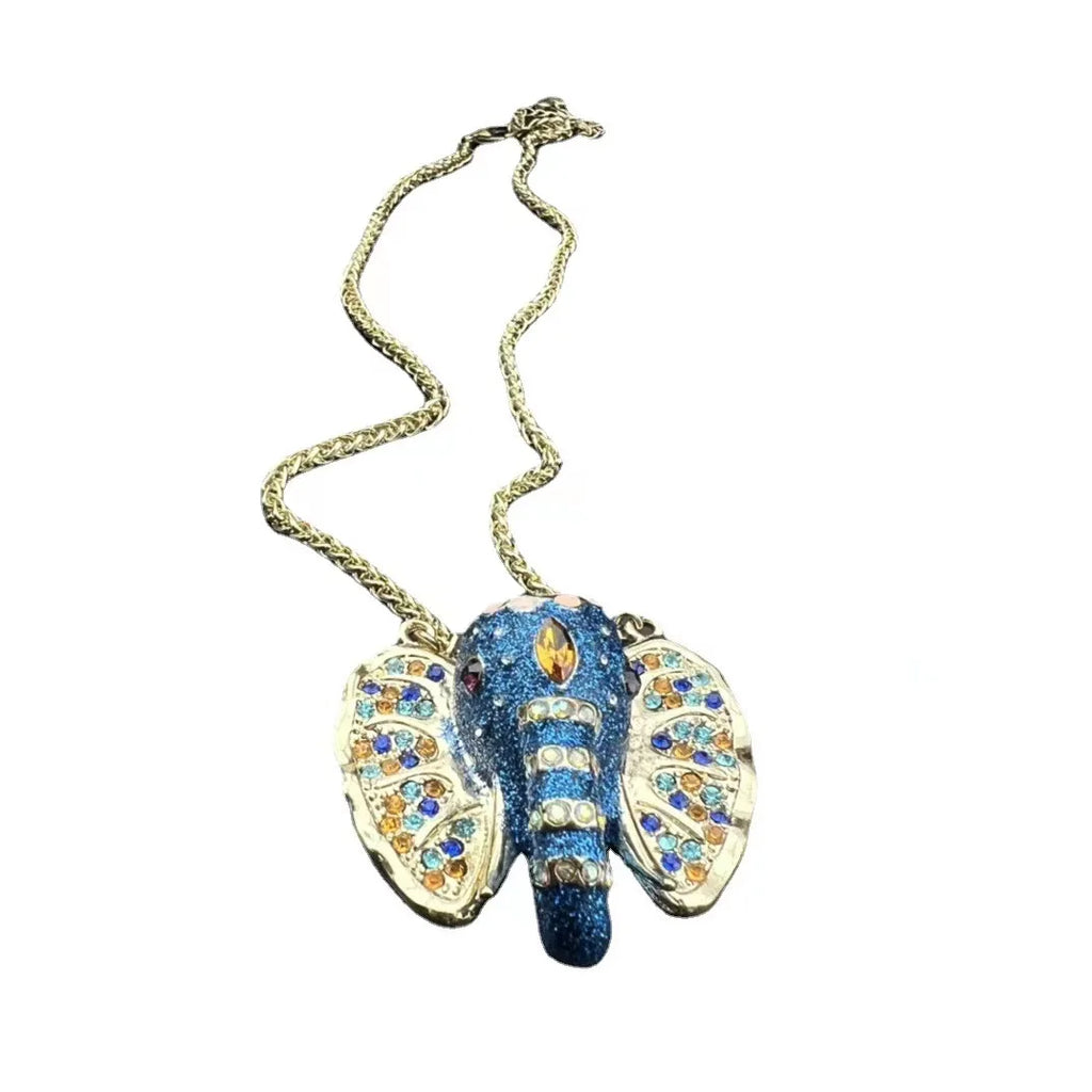 Enamel Elephant Necklace Sweater Chain