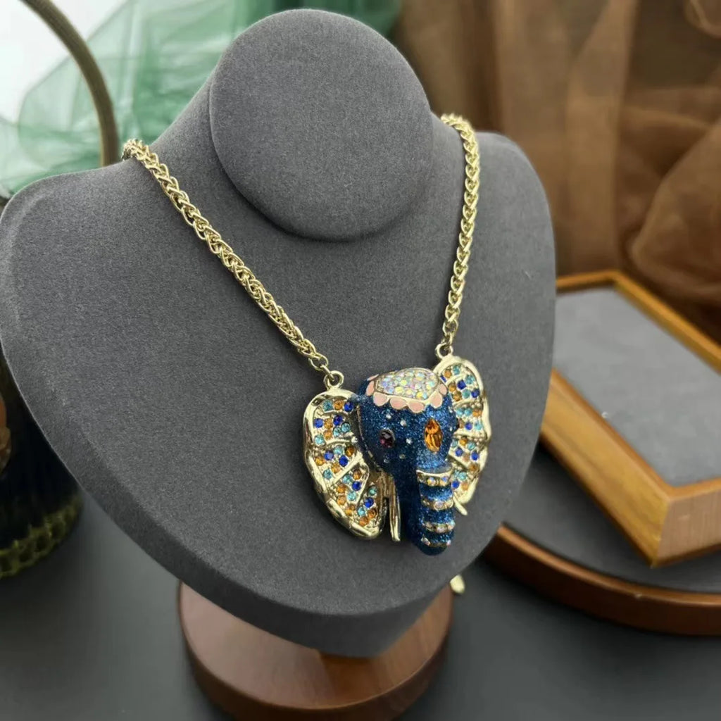 Enamel Elephant Necklace Sweater Chain