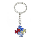 Colorful Rhinestone Autism Puzzle Keychain Set