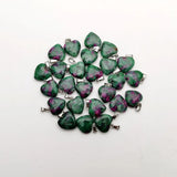 Epidote Natural Stone Heart Pendant Necklace for Jewelry Making 15MM