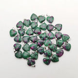 Epidote Natural Stone Heart Pendant Necklace for Jewelry Making 15MM