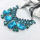 Geometric Crystal Gem Necklace Diamond Ribbon Jewelry