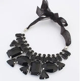 Geometric Crystal Gem Necklace Diamond Ribbon Jewelry