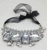 Geometric Crystal Gem Necklace Diamond Ribbon Jewelry