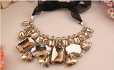 Geometric Crystal Gem Necklace Diamond Ribbon Jewelry
