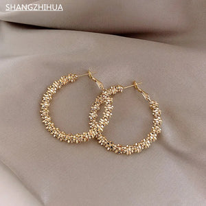 Metal Woven Large Circle Earrings for Women