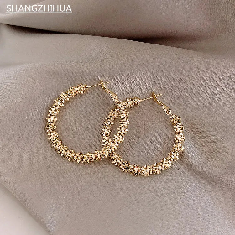 Metal Woven Large Circle Earrings for Women