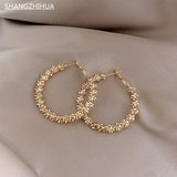 Metal Woven Large Circle Earrings for Women