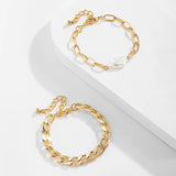 Exaggerated Temperament Pearl Metal Multi-Layer Chain Bracelet