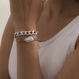 Exaggerated Temperament Pearl Metal Multi-Layer Chain Bracelet