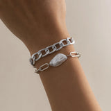 Exaggerated Temperament Pearl Metal Multi-Layer Chain Bracelet