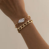 Exaggerated Temperament Pearl Metal Multi-Layer Chain Bracelet
