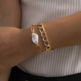 Exaggerated Temperament Pearl Metal Multi-Layer Chain Bracelet