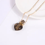 Natural Crystal Heart Pendant Amethyst Essential Oils Bottle Necklace