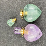 Natural Crystal Heart Pendant Amethyst Essential Oils Bottle Necklace