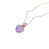 Natural Crystal Heart Pendant Amethyst Essential Oils Bottle Necklace