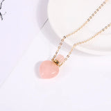Natural Crystal Heart Pendant Amethyst Essential Oils Bottle Necklace