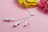 Heels Pendant 925 Sterling Silver Necklace Solid Snake Chain Jewelry