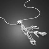 Heels Pendant 925 Sterling Silver Necklace Solid Snake Chain Jewelry