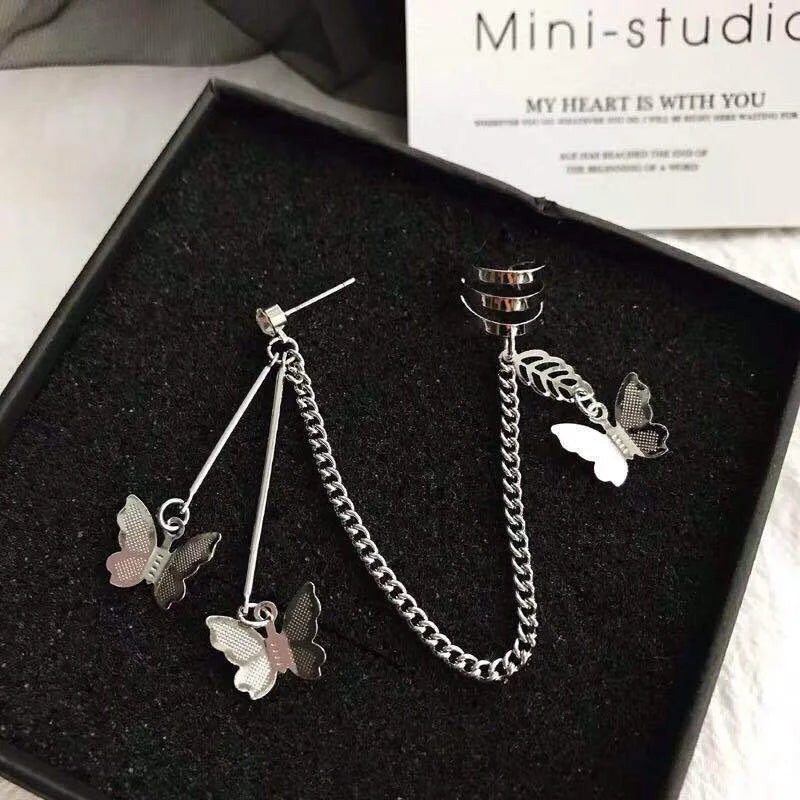 Punk Stud Earrings Butterfly Ear Bone Clip One Earring