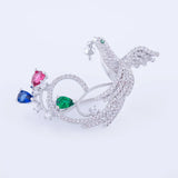 Women's Bird Charm Brooch - Festive Copper Zircon Pearl Jewelry
