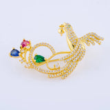Women's Bird Charm Brooch - Festive Copper Zircon Pearl Jewelry