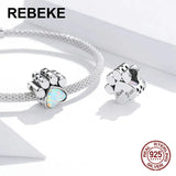 925 Sterling Silver Dog Paw Pendant Charm for Bracelet DIY