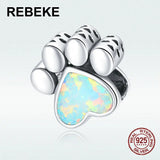 925 Sterling Silver Dog Paw Pendant Charm for Bracelet DIY