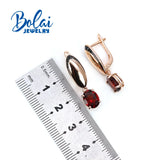 Natural Garnet Oval 6x8mm Gemstone Earrings 925 Sterling Silver Jewelry