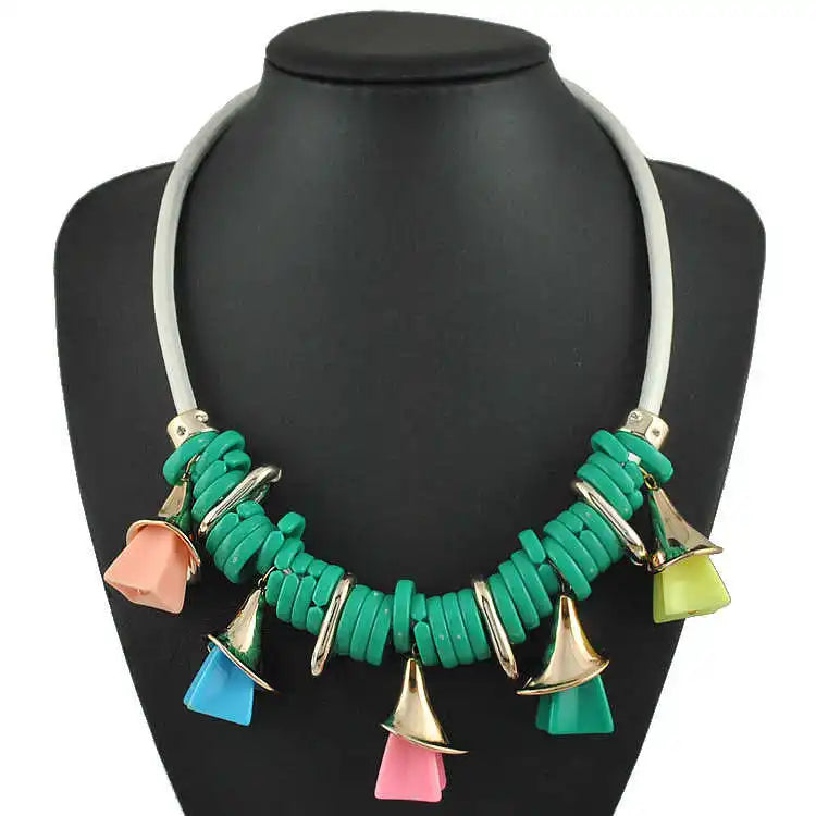 Flared Ring Resin Necklace Earrings Bohemian Jewelry Set