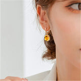 Yellow Citrine Gemstone Drop Earrings 18K Jewelry