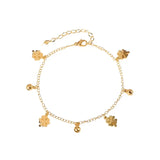 Four-Leaf Flower & Bell Anklet, Stainless Steel Women's Jewelry
