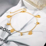 Four-Leaf Flower & Bell Anklet, Stainless Steel Women's Jewelry