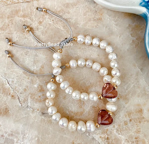 Freshwater Pearl Bracelet Evil Eye Heart Nature Beads Party Bracelets