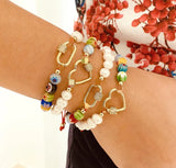 Freshwater Pearl Bracelet Evil Eye Heart Party Beads