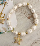 Freshwater Pearl Bracelet, Starfish Nature Beads Party Bracelet