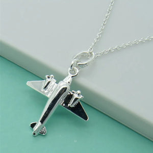 925 Silver Airplane Pendant Necklace for Women Birthday Gift