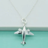 925 Silver Airplane Pendant Necklace for Women Birthday Gift