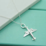 925 Silver Airplane Pendant Necklace for Women Birthday Gift