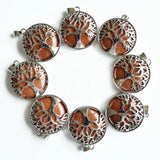 Tiger Eye Quartz Tree of Life Pendants 12pcs for Jewelry Making