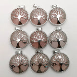 Tiger Eye Quartz Tree of Life Pendants 12pcs for Jewelry Making