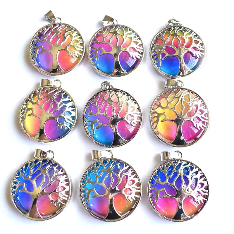 Tiger Eye Quartz Tree of Life Pendants 12pcs for Jewelry Making