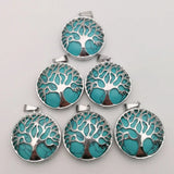 Tiger Eye Quartz Tree of Life Pendants 12pcs for Jewelry Making