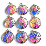 Tiger Eye Quartz Tree of Life Pendants 12pcs for Jewelry Making