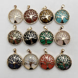 Natural Stone Alloy Tree Necklace Pendant 12pcs/lot
