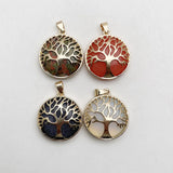 Natural Stone Alloy Tree Necklace Pendant 12pcs/lot