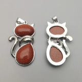Cat Shape Stone Pendants Necklaces Reiki Jewelry