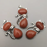 Cat Shape Stone Pendants Necklaces Reiki Jewelry