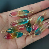 Wire Wound Glass Pendulum Pendants Necklaces 20pcs