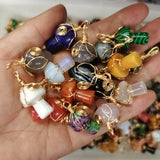 Golden Wire Natural Stone Mushroom Pendant for Jewelry Making